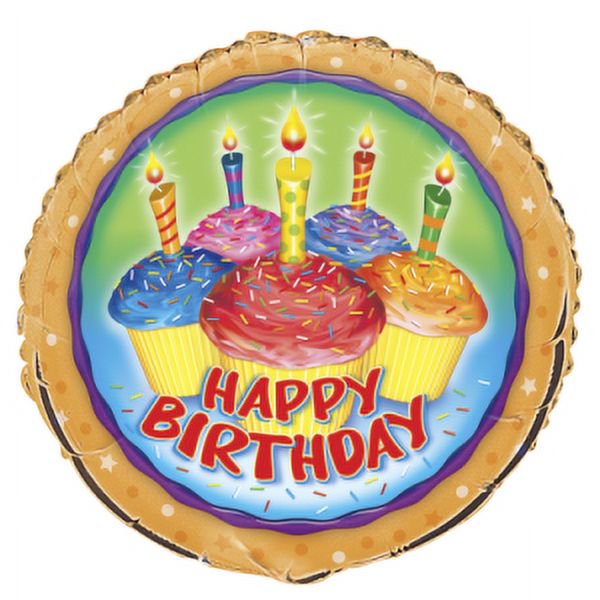 18 Inch Cupcake Birthday Foil Balloon