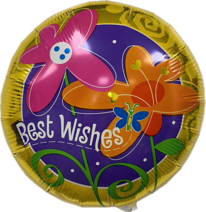 18 inch BEST WISHES YELLOW FLORAL