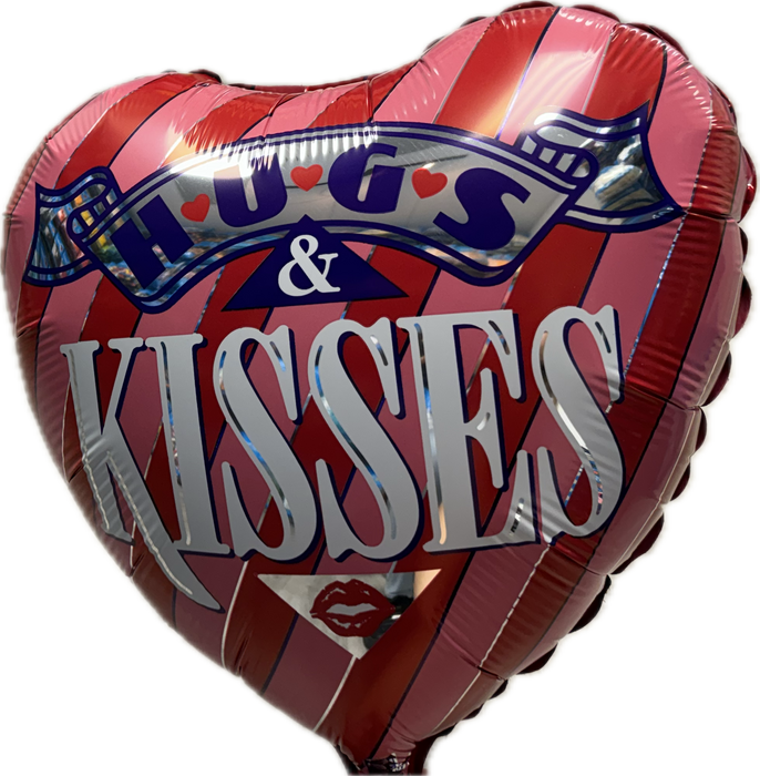 18 INCH HUGS & KISSES HEART RED/PINK