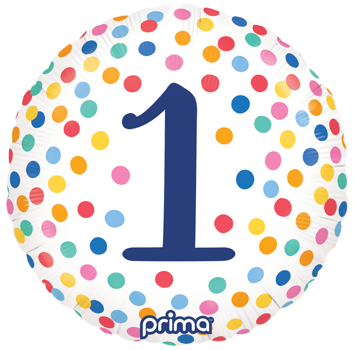 Prima 18” Round Happy Birthday Confetti 1 Balloon