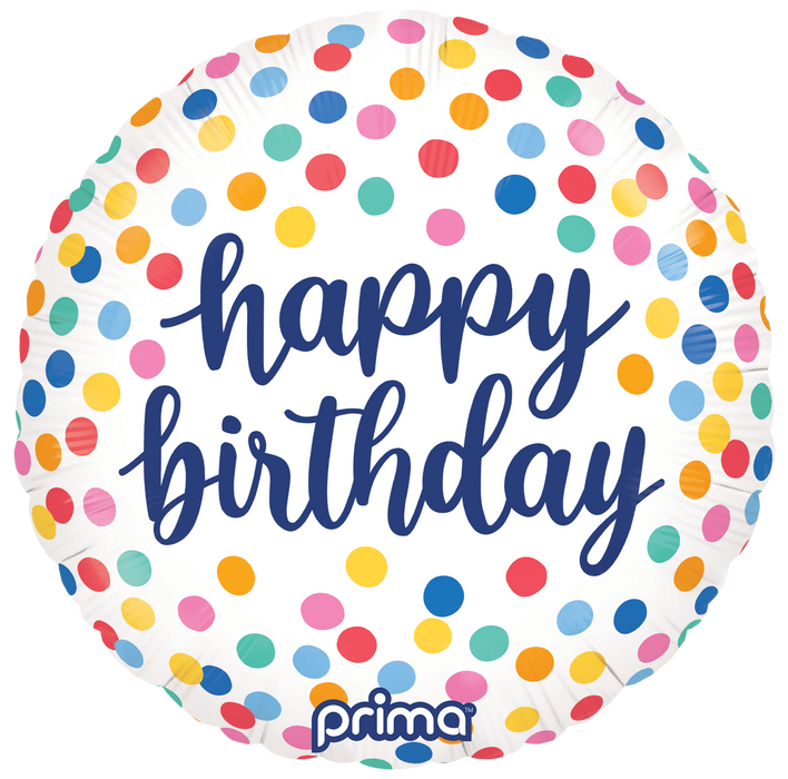 Prima 18” Round Happy Birthday Confetti Balloon