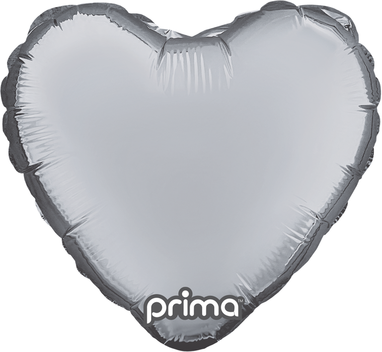 Prima 9" Silver Heart Balloon 6ct