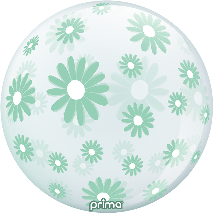 Prima 20” Mint Green Daisies Sphere Balloon