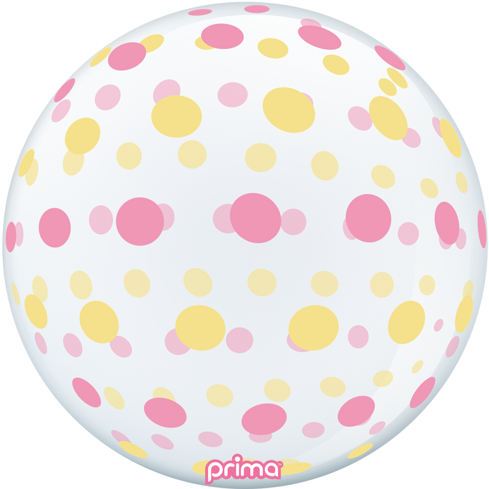 Prima 20” Pink Gold Dots Sphere Balloon