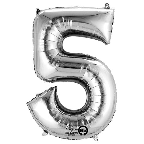 34 inch NUMBER 5 - QUALATEX - SILVER