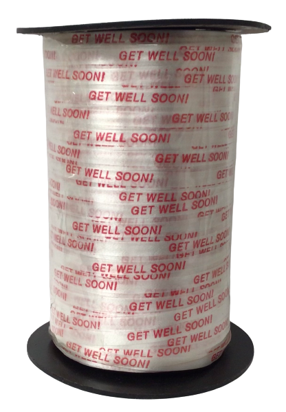 Curling Ribbon - WHITE “GET WELL SOON!” 3/16” x 500yd