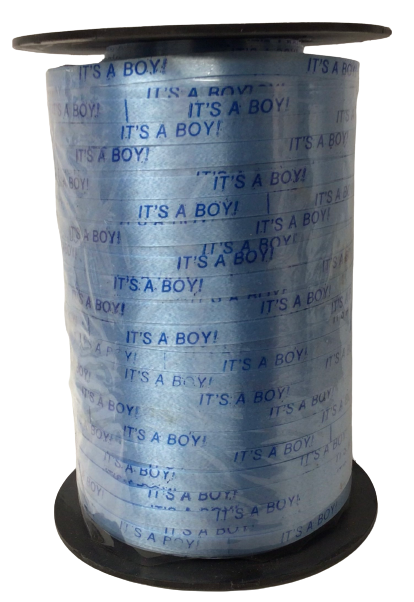 Curling Ribbon - PALE BLUE “IT’S A BOY!” 3/16” x 500yd