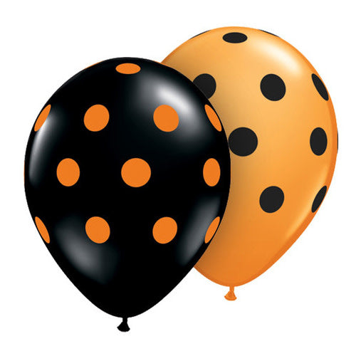 11 inch BIG POLKA DOTS - ORANGE & BLACK