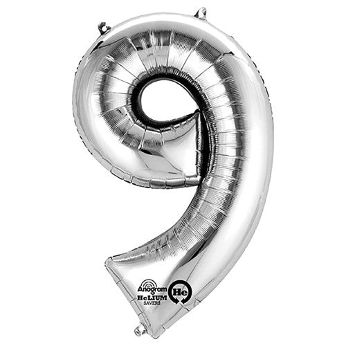 34 inch NUMBER 9 - QUALATEX - SILVER