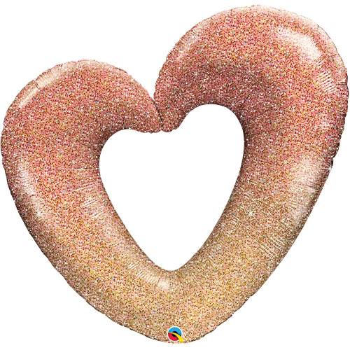 42 inch ROSE GOLD GLITTER OMBRE HEART