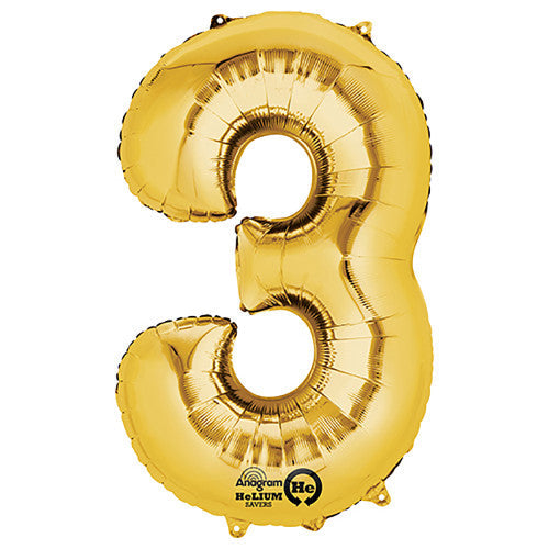 34 inch NUMBER 3 - QUALATEX - GOLD