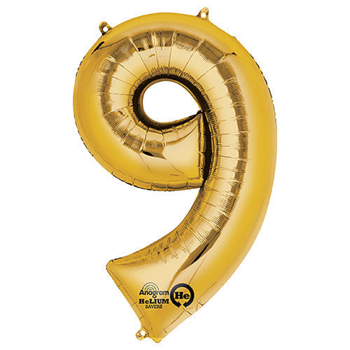 34 inch NUMBER 9 - QUALATEX - GOLD